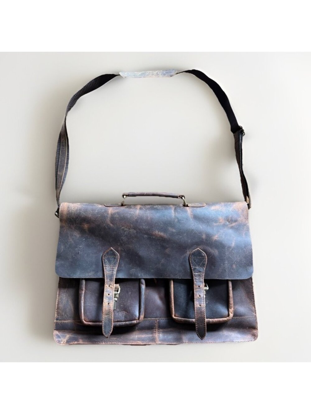 Denver Leather‎ Craft Potter Messenger Briefcase Bag Sz M Top Grain Buffalo NWOT